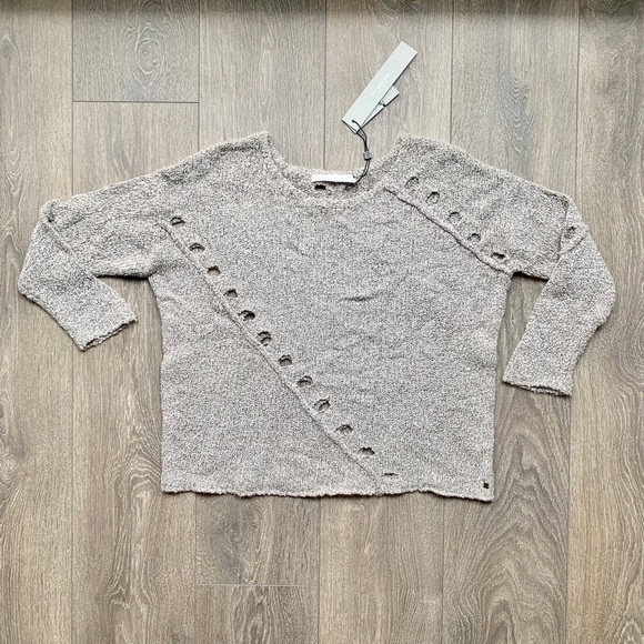 Anthropologie One Grey Day Grace Sweater Merino Wool Knit Marle Heathered Small - Picture 3 of 16